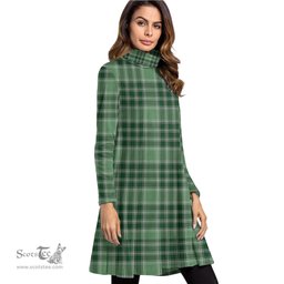 Scottish MacDonald Lord of the Isles Hunting Tartan Womens High Neck Dress Tartan Plaid Dress