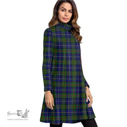 Scottish MacLeod of Harris Modern Tartan Womens High Neck Dress Tartan Plaid Dress