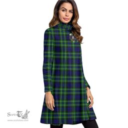 Scottish MacNeil of Colonsay Modern Clan Tartan Crest Womens High Neck Dress Tartan Plaid Dress