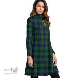 Scottish Keith Modern Clan Tartan Crest Womens High Neck Dress Tartan Plaid Dress