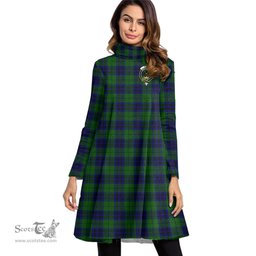 Scottish Keith Modern Clan Tartan Crest Womens High Neck Dress Tartan Plaid Dress