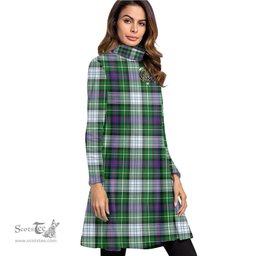 Scottish MacKenzie Dress Modern Clan Tartan Crest Womens High Neck Dress Tartan Plaid Dress