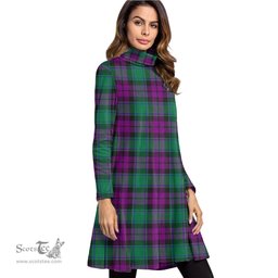 Scottish MacArthur Milton Tartan Womens High Neck Dress Tartan Plaid Dress