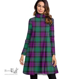 Scottish MacArthur Milton Tartan Womens High Neck Dress Tartan Plaid Dress