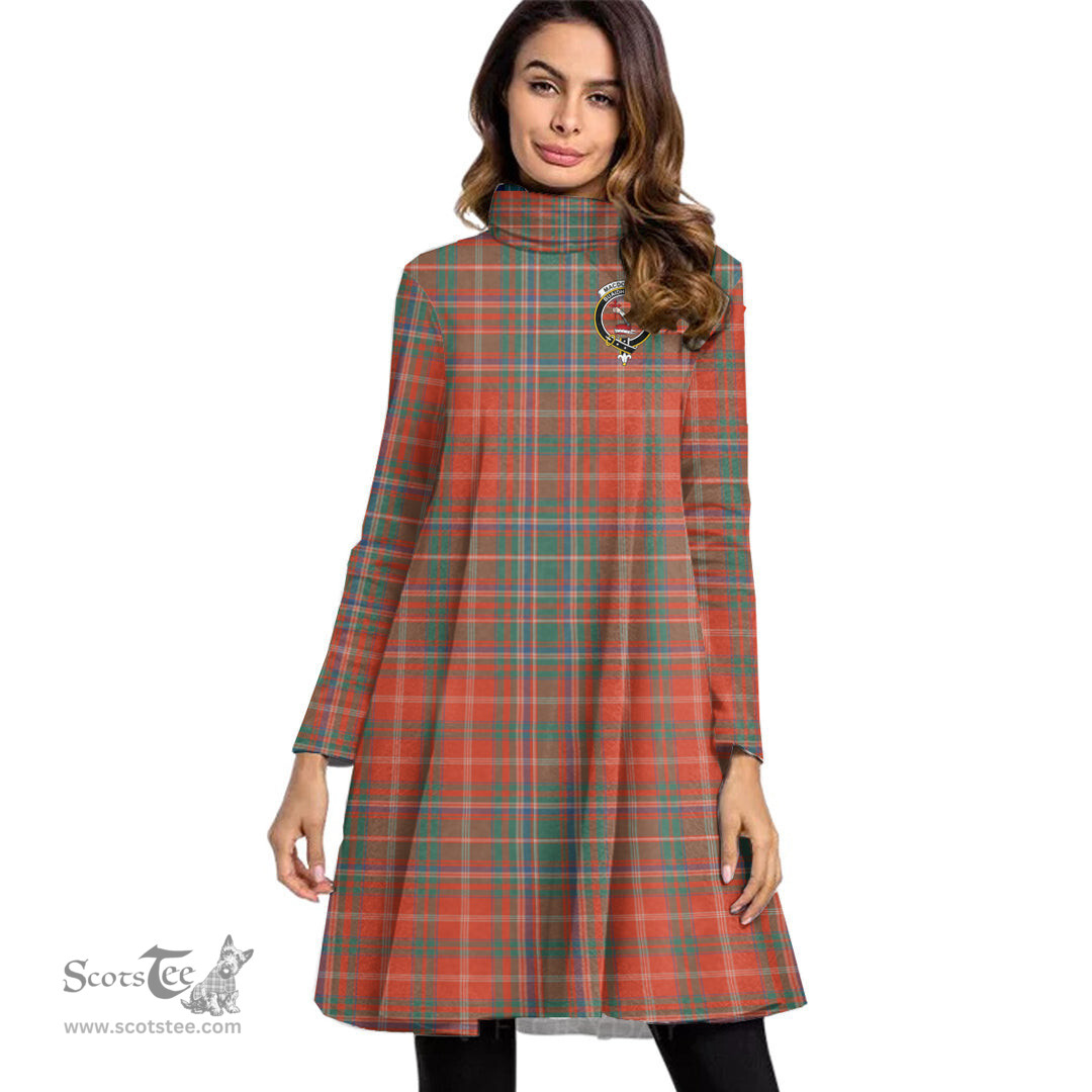 Scottish MacDougall Ancient Clan Tartan Crest Womens High Neck Dress Tartan Plaid Dress