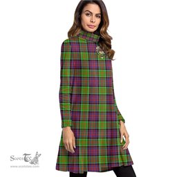Scottish MacDonald of Clanranald Clan Tartan Crest Womens High Neck Dress Tartan Plaid Dress