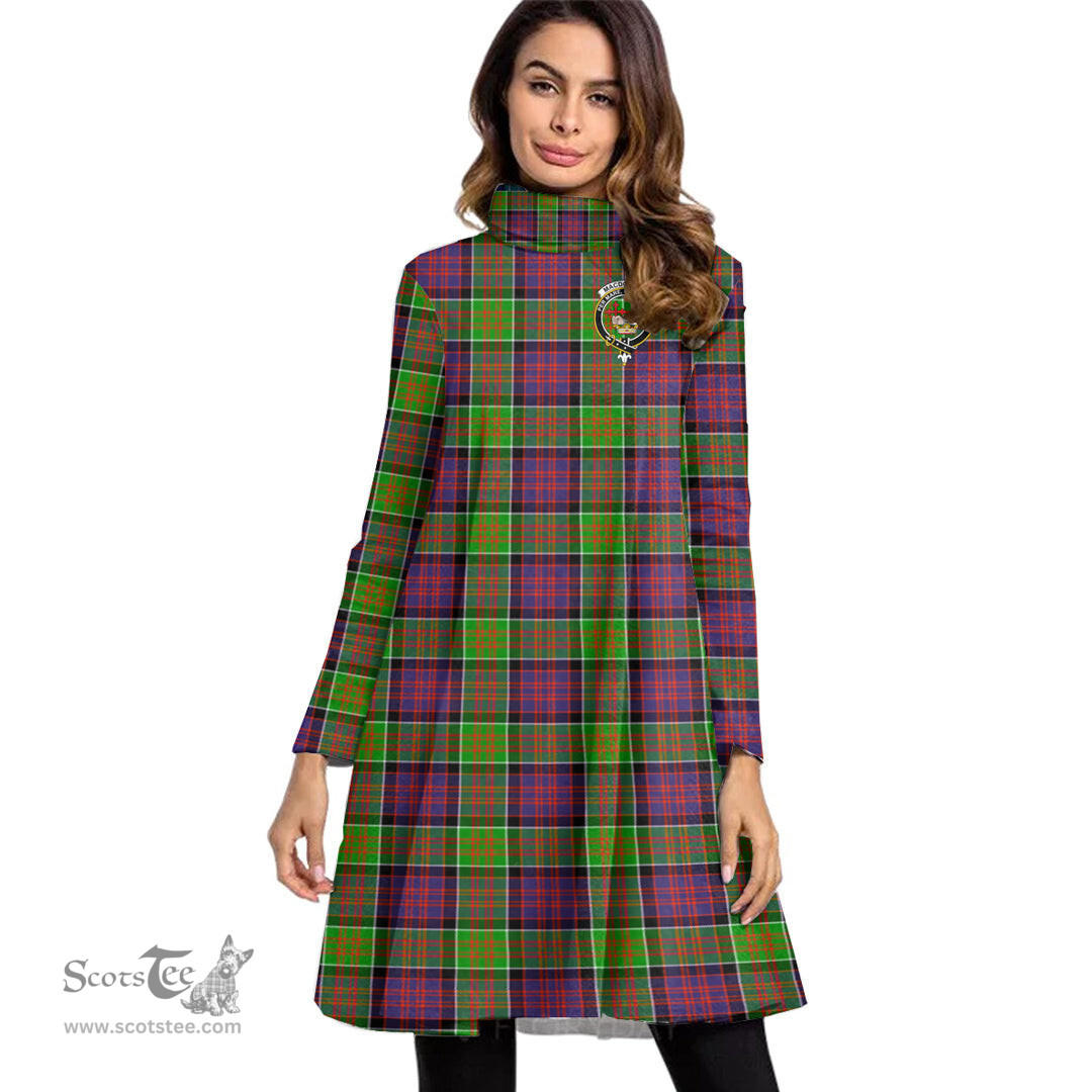 Scottish MacDonald of Clanranald Clan Tartan Crest Womens High Neck Dress Tartan Plaid Dress