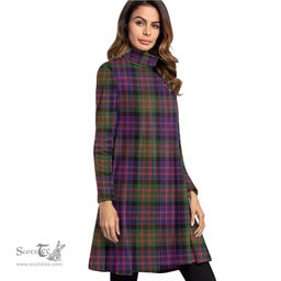 Scottish MacDonald Modern Tartan Womens High Neck Dress Tartan Plaid Dress
