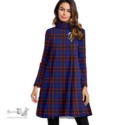 Scottish Home Modern Clan Tartan Crest Womens High Neck Dress Tartan Plaid Dress