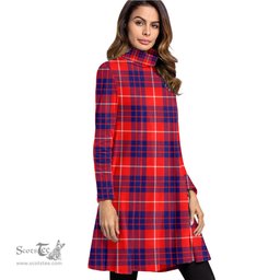 Scottish Hamilton Modern Tartan Womens High Neck Dress Tartan Plaid Dress