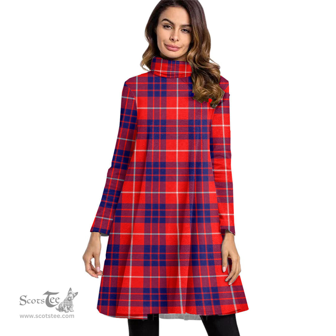 Scottish Hamilton Modern Tartan Womens High Neck Dress Tartan Plaid Dress