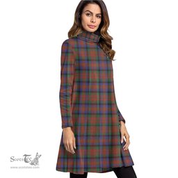 Scottish MacDuff Hunting Modern Tartan Womens High Neck Dress Tartan Plaid Dress