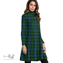 Scottish MacKay Modern Tartan Womens High Neck Dress Tartan Plaid Dress