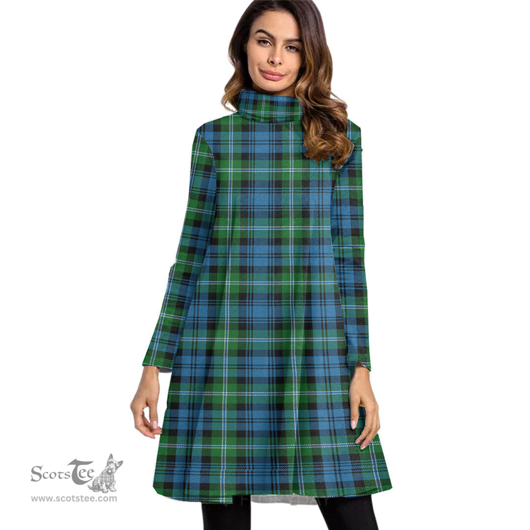 Scottish Lyon Clan Tartan Womens High Neck Dress Tartan Plaid Dress
