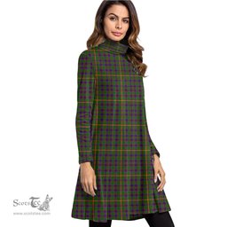 Scottish Hall Tartan Womens High Neck Dress Tartan Plaid Dress