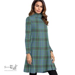 Scottish MacInnes Ancient Tartan Womens High Neck Dress Tartan Plaid Dress