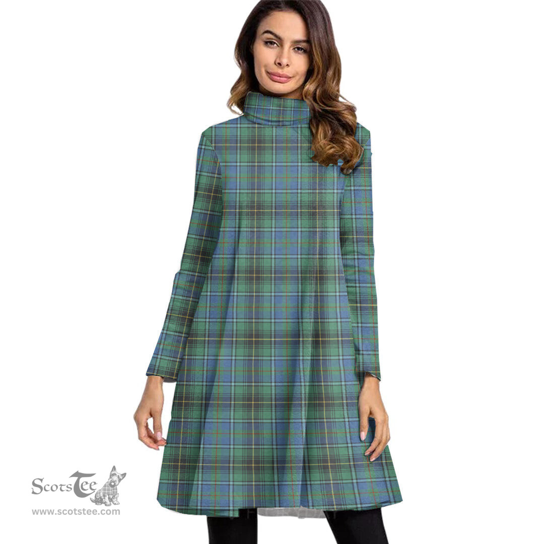 Scottish MacInnes Ancient Tartan Womens High Neck Dress Tartan Plaid Dress