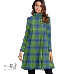 Scottish Johnston Ancient Clan Tartan Crest Womens High Neck Dress Tartan Plaid Dress