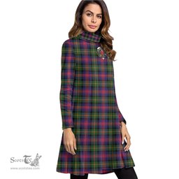 Scottish Logan Modern Clan Tartan Crest Womens High Neck Dress Tartan Plaid Dress