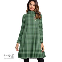 Scottish MacDonald Lord of the Isles Hunting Clan Tartan Crest Womens High Neck Dress Tartan Plaid Dress