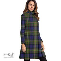 Scottish MacLaren Modern Tartan Womens High Neck Dress Tartan Plaid Dress