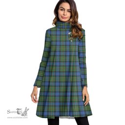 Scottish MacLaren Ancient Clan Tartan Crest Womens High Neck Dress Tartan Plaid Dress