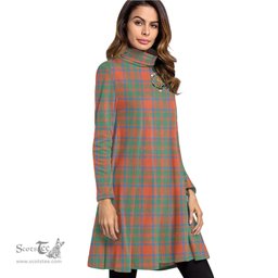 Scottish MacKintosh Ancient Clan Tartan Crest Womens High Neck Dress Tartan Plaid Dress