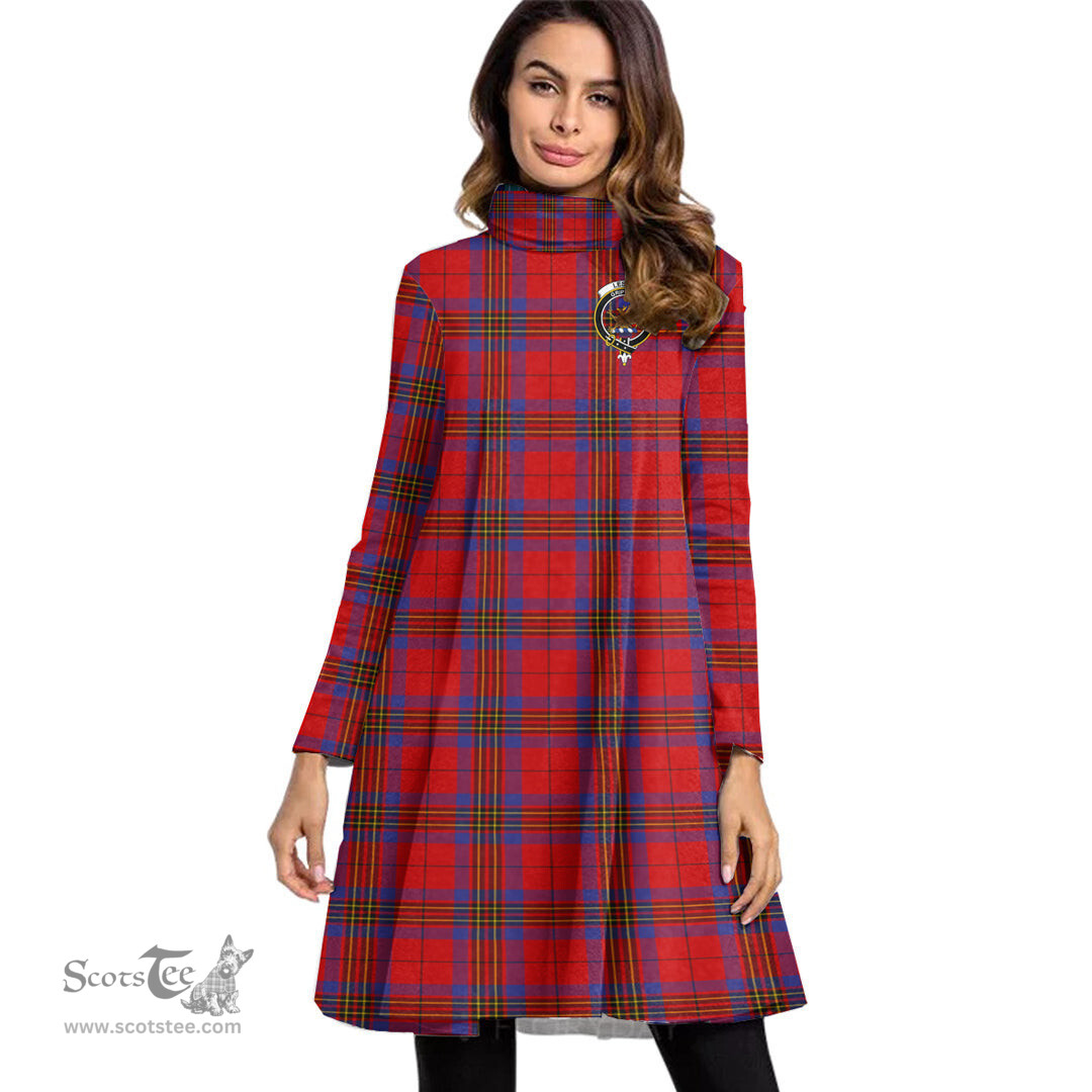 Scottish Leslie Modern Clan Tartan Crest Womens High Neck Dress Tartan Plaid Dress
