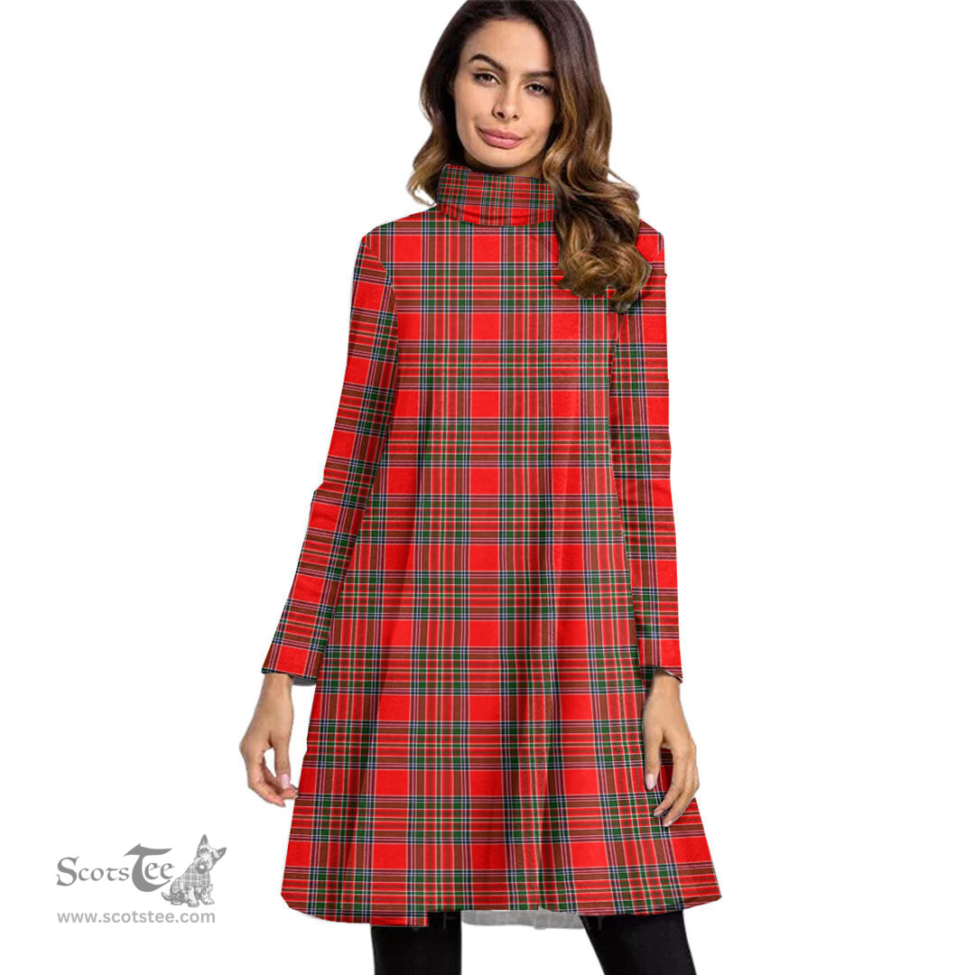 Scottish MacBean Modern Tartan Womens High Neck Dress Tartan Plaid Dress