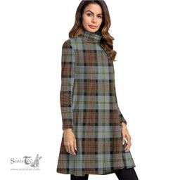 Scottish MacLeod of Harris Weathered Tartan Womens High Neck Dress Tartan Plaid Dress