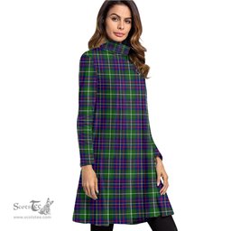 Scottish Inglis Modern Tartan Womens High Neck Dress Tartan Plaid Dress