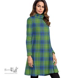 Scottish Johnston Ancient Tartan Womens High Neck Dress Tartan Plaid Dress