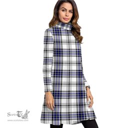 Scottish Hannay Modern Tartan Womens High Neck Dress Tartan Plaid Dress