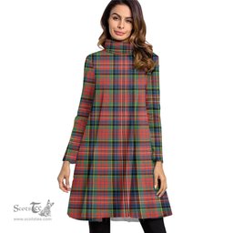 Scottish MacPherson Ancient Tartan Womens High Neck Dress Tartan Plaid Dress
