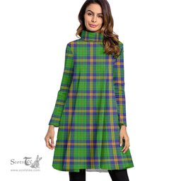 Scottish New Mexico Tartan Womens High Neck Dress Tartan Plaid Dress