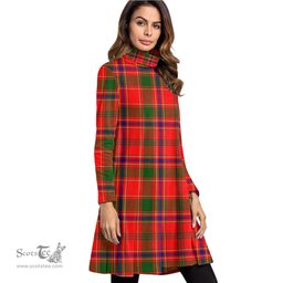 Scottish Munro Modern Tartan Womens High Neck Dress Tartan Plaid Dress