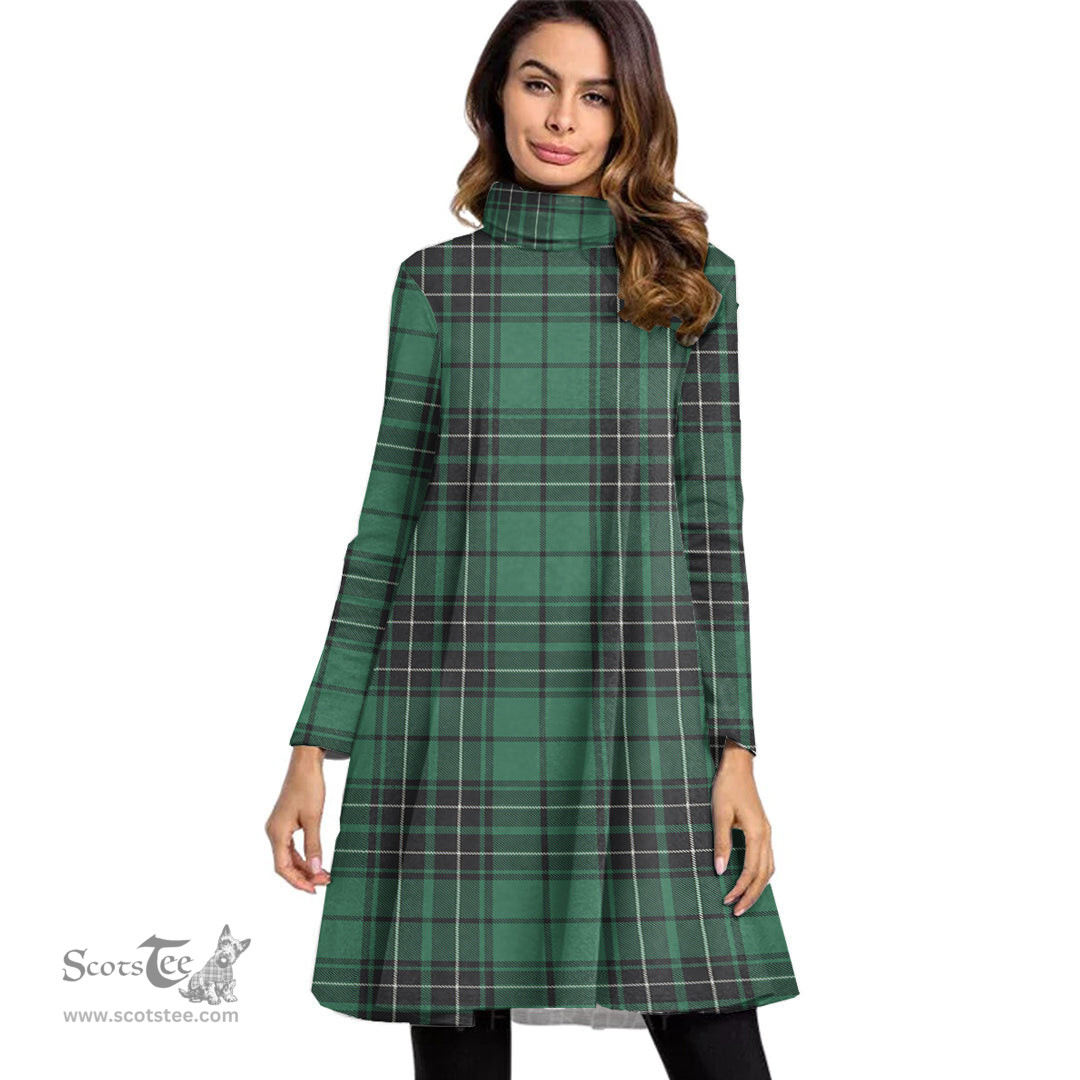 Scottish MacLean Hunting Ancient Tartan Womens High Neck Dress Tartan Plaid Dress