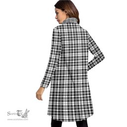 Scottish Scott Black White Modern Tartan Womens High Neck Dress Tartan Plaid Dress