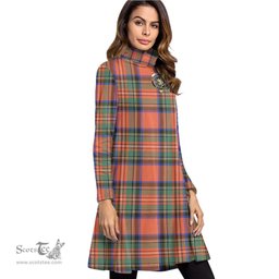 Scottish Stewart Royal Ancient Clan Tartan Crest Womens High Neck Dress Tartan Plaid Dress