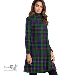 Scottish Morrison Modern Tartan Womens High Neck Dress Tartan Plaid Dress