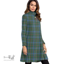 Scottish Ogilvie Hunting Ancient Clan Tartan Crest Womens High Neck Dress Tartan Plaid Dress