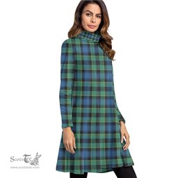 Scottish Mouat Tartan Womens High Neck Dress Tartan Plaid Dress