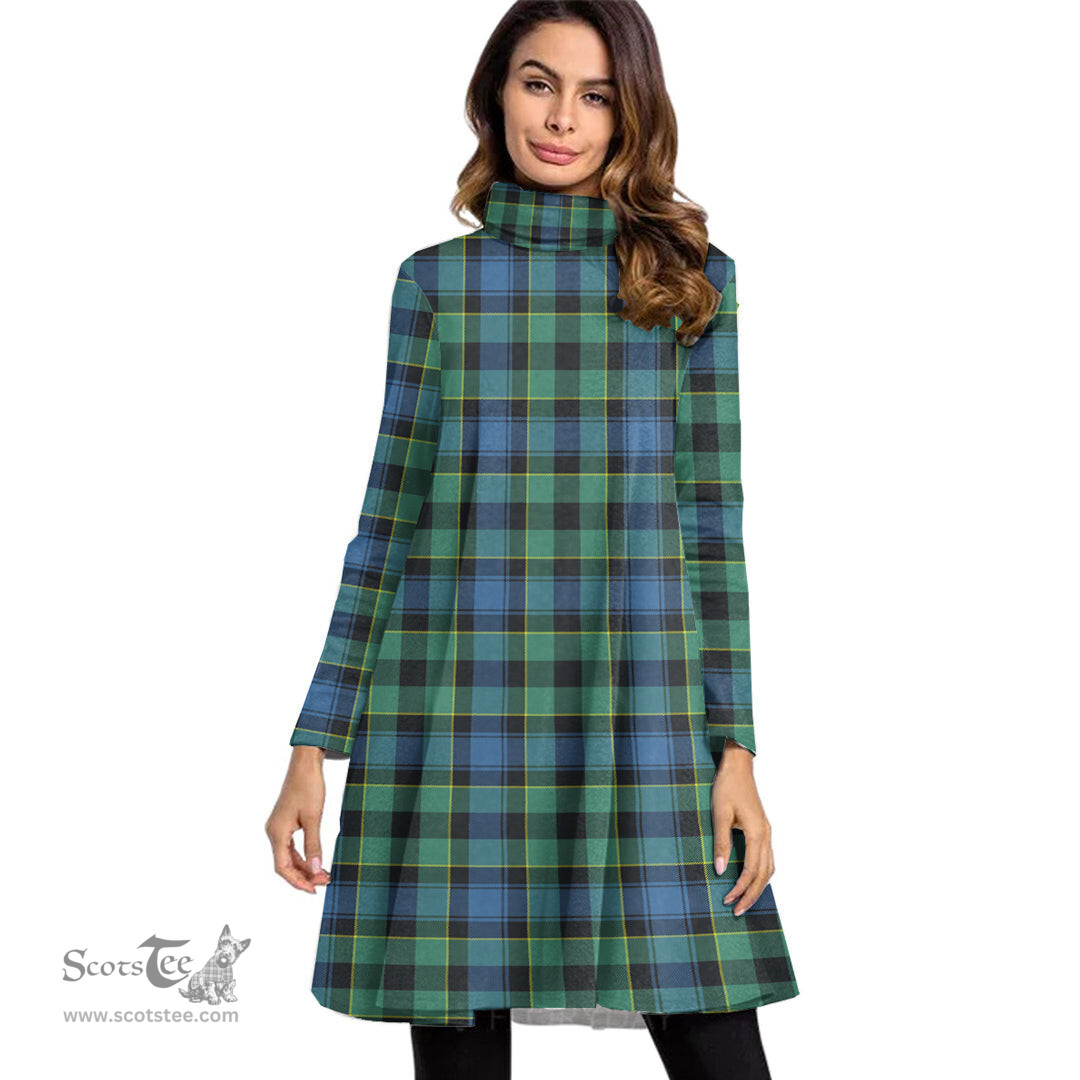 Scottish Mouat Tartan Womens High Neck Dress Tartan Plaid Dress