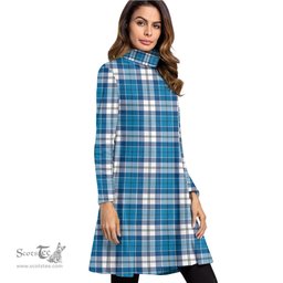 Scottish Roberton Tartan Womens High Neck Dress Tartan Plaid Dress