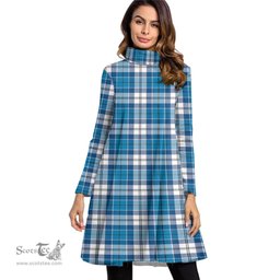Scottish Roberton Tartan Womens High Neck Dress Tartan Plaid Dress