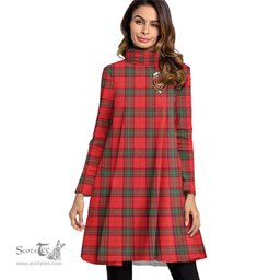 Scottish Seton Modern Clan Tartan Crest Womens High Neck Dress Tartan Plaid Dress