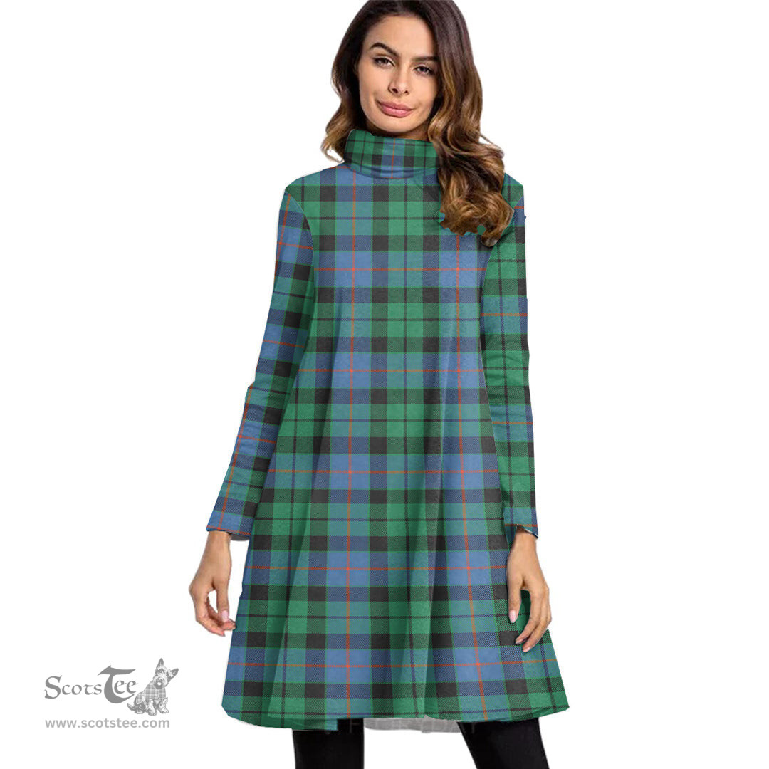 Scottish Morrison Ancient Tartan Womens High Neck Dress Tartan Plaid Dress