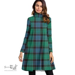 Scottish Stewart Old Ancient Tartan Womens High Neck Dress Tartan Plaid Dress
