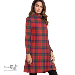 Scottish Robertson Modern Tartan Womens High Neck Dress Tartan Plaid Dress