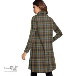 Scottish Stewart Hunting Weathered Clan Tartan Crest Womens High Neck Dress Tartan Plaid Dress